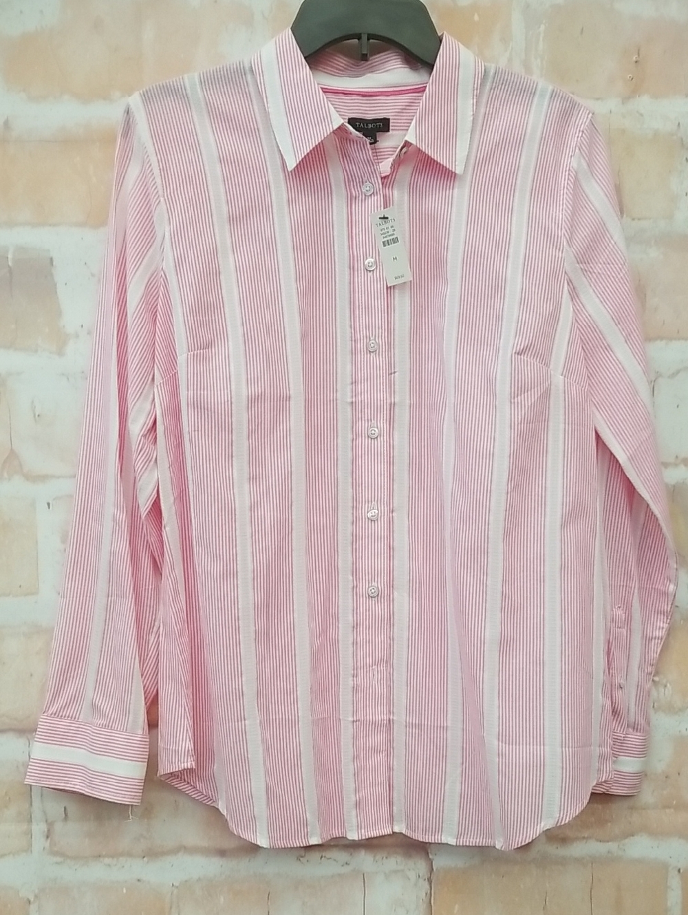 Womens Talbots Pink & White Striped Dress Shirt